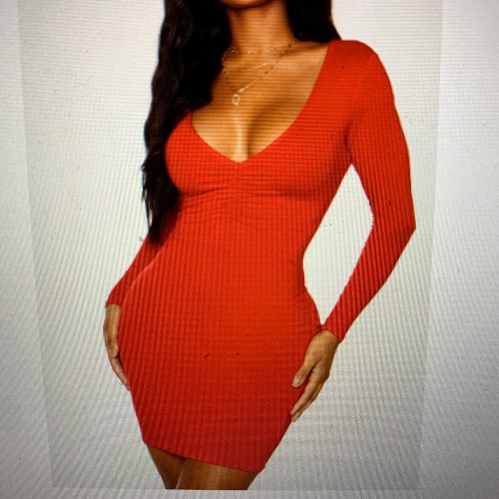 Sexy jersey ruched front long sleeve bodycon dress